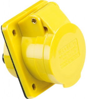 110V IP44 16A Angled Panel Mount 2P+E