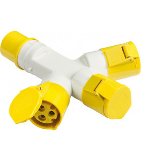110V IP44 16A 2P+E 3 Way Splitter