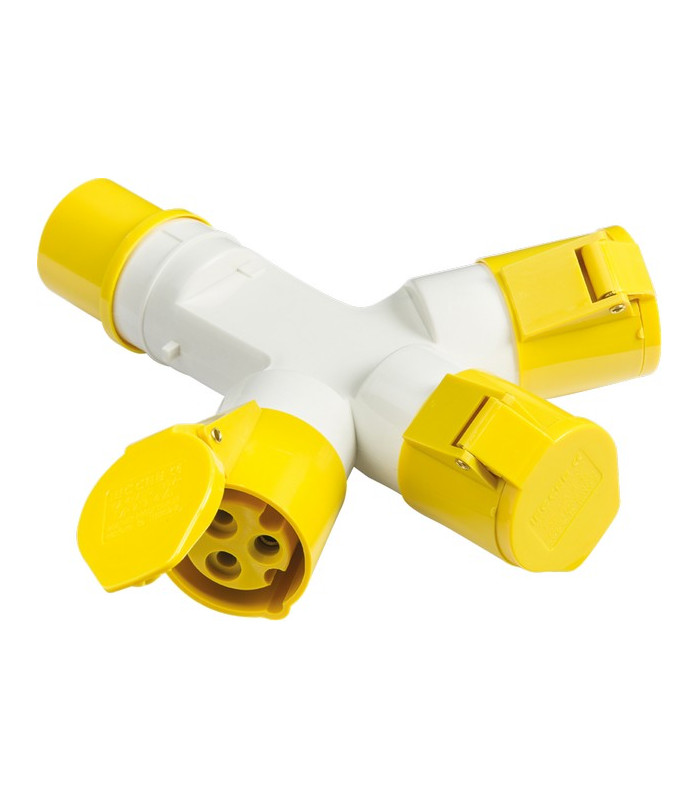 110V IP44 16A 2P+E 3 Way Splitter