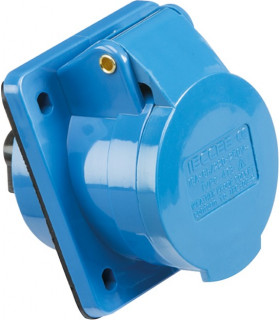 240V IP44 16A Angled Panel Mount Socket 2P+E