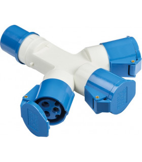 240V IP44 16A 2P+E 3 Way Splitter