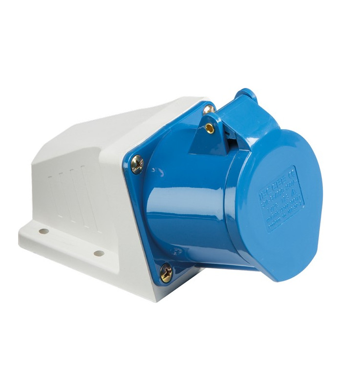 240V IP44 32A Angled Surface Mount Socket 2P+E