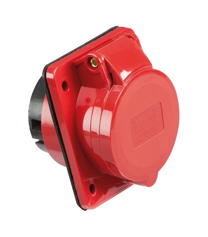 415V IP44 16A Angled Panel Mount Socket 3P+N+E