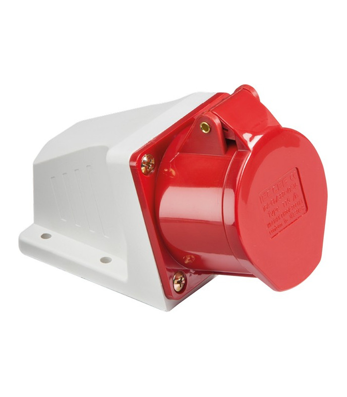 415V IP44 16A Angled Surface Mount Socket 3P+N+E