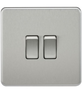 Screwless 10AX 2G 2-Way Switch - Brushed Chrome