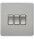 Screwless 10AX 3G 2-Way Switch - Brushed Chrome