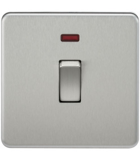 Screwless 20A 1G DP Switch with Neon - Brushed Chrome
