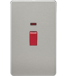 Screwless 45A 2G DP Switch with Neon - Brushed Chrome