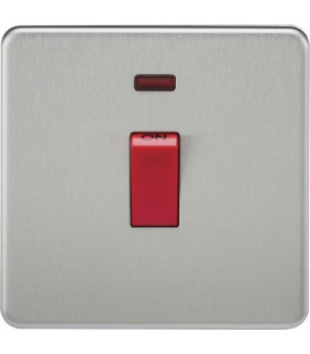 Screwless 45A 1G DP Switch with Neon - Brushed Chrome