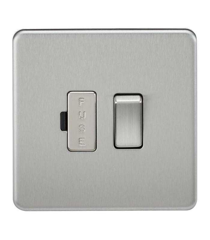 Screwless 13A Switched Fused Spur Unit - Brushed Chrome