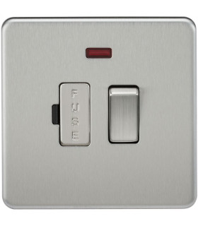 Screwless 13A Switched Fused Spur Unit with Neon - Brushed Chrome