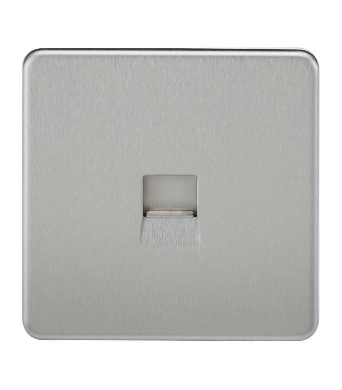 Screwless Telephone Master Socket - Brushed Chrome