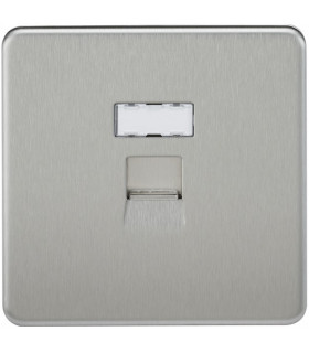 Screwless RJ45 network outlet - brushed chrome