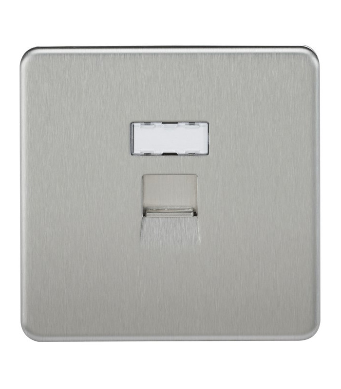 Screwless RJ45 network outlet - brushed chrome