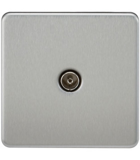 Screwless 1G TV Outlet (Non-Isolated) - Brushed Chrome