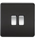 Screwless 10AX 2G 2-Way Switch - Matt Black with Chrome Rocker