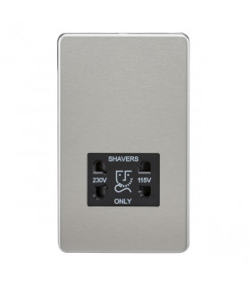 Screwless 115V/230V Dual Voltage Shaver Socket - Brushed Chrome