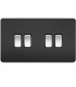 Screwless 10AX 4G 2-Way Switch - Matt Black with Chrome Rocker