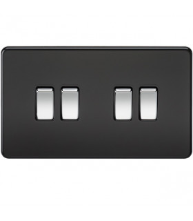 Screwless 10AX 4G 2-Way Switch - Matt Black with Chrome Rocker