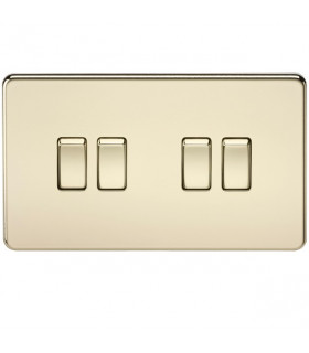 Screwless 10AX 4G 2-Way Switch - Polished Brass