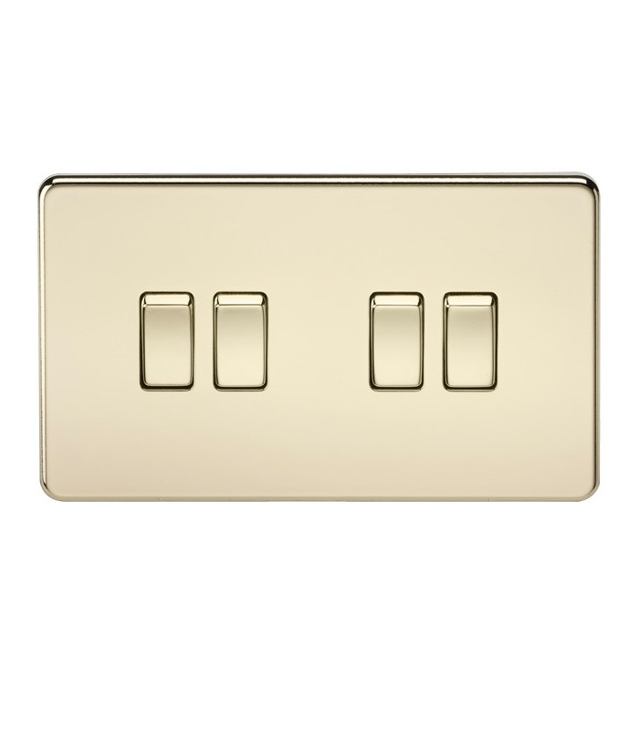 Screwless 10AX 4G 2-Way Switch - Polished Brass