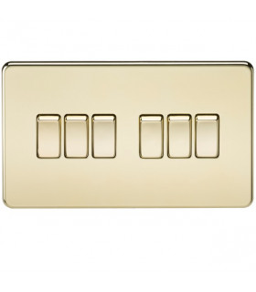 Screwless 10AX 6G 2-Way Switch - Polished Brass
