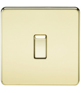 Screwless 20A 1G DP Switch - Polished Brass