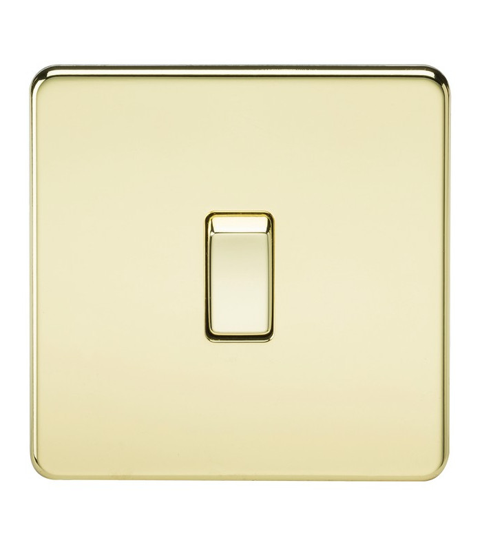 Screwless 20A 1G DP Switch - Polished Brass