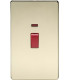 Screwless 45A 2G DP Switch with Neon - Polished Brass