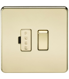 Screwless 13A Switched Fused Spur Unit - Polished Brass