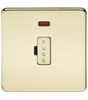 Screwless 13A Fused Spur Unit with Neon - Polished Brass