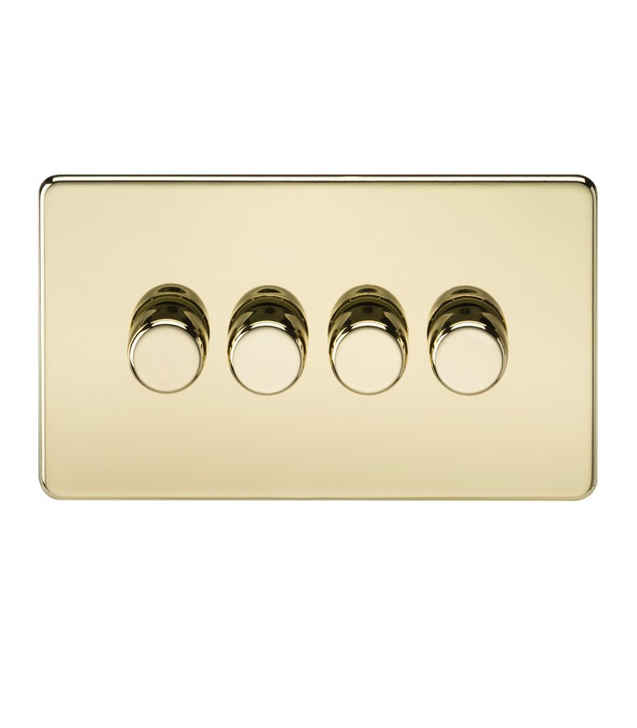 Screwless 4G 2-Way Dimmer 60-400W - Polished Brass