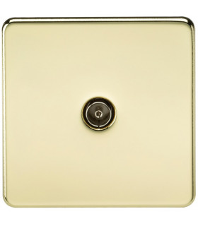 Screwless 1G TV Outlet (Non-Isolated) - Polished Brass