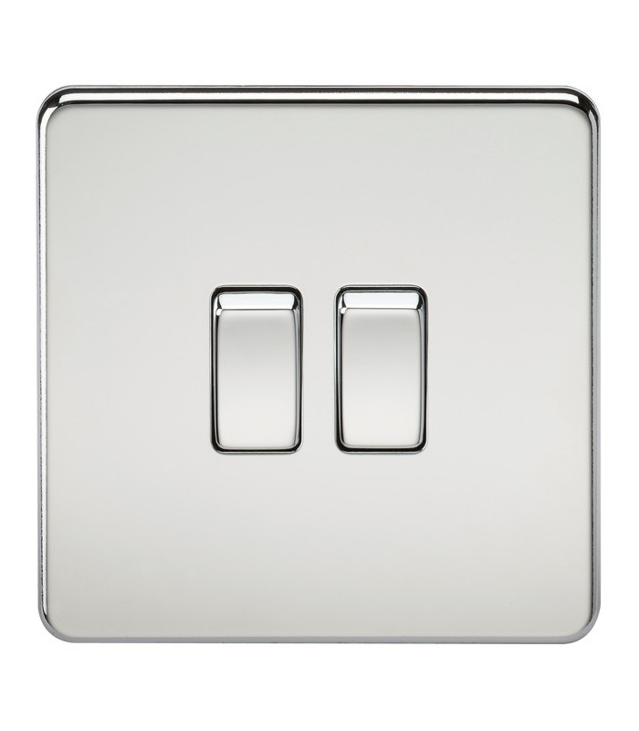Screwless 10AX 2G 2-Way Switch - Polished Chrome