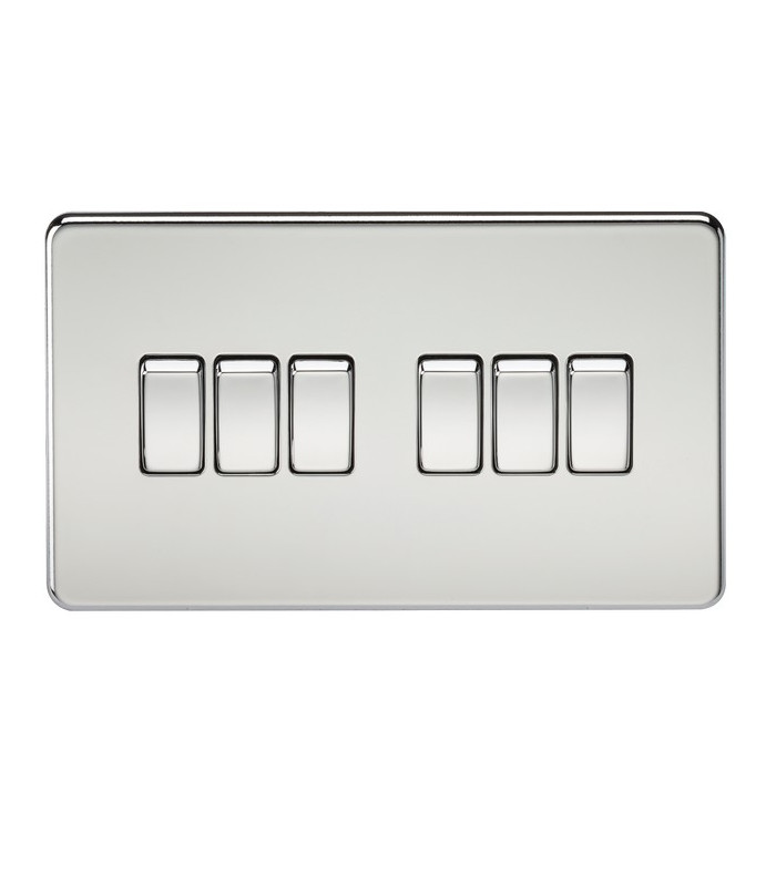 Screwless 10AX 6G 2-Way Switch - Polished Chrome