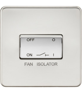 Screwless 10AX 3 Pole Fan Isolator Switch - Polished Chrome