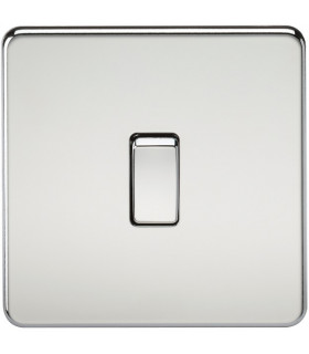 Screwless 20A 1G DP Switch - Polished Chrome