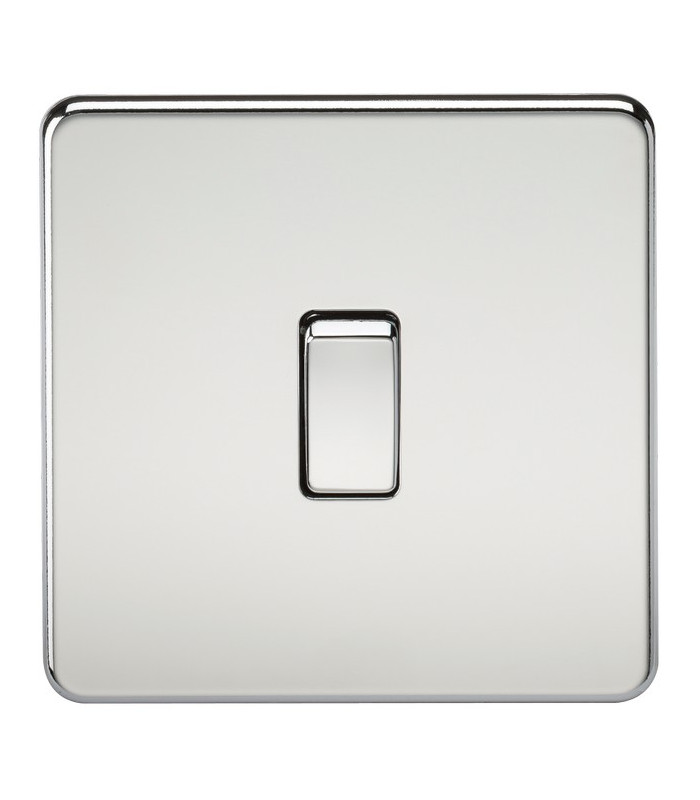 Screwless 20A 1G DP Switch - Polished Chrome