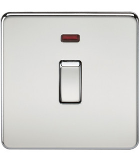 Screwless 20A 1G DP Switch with Neon - Polished Chrome