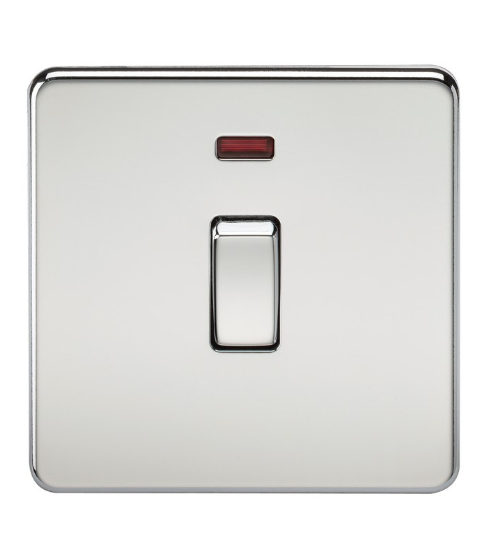 Screwless 20A 1G DP Switch with Neon - Polished Chrome