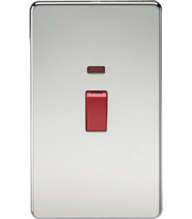 Screwless 45A 2G DP Switch with Neon - Polished Chrome
