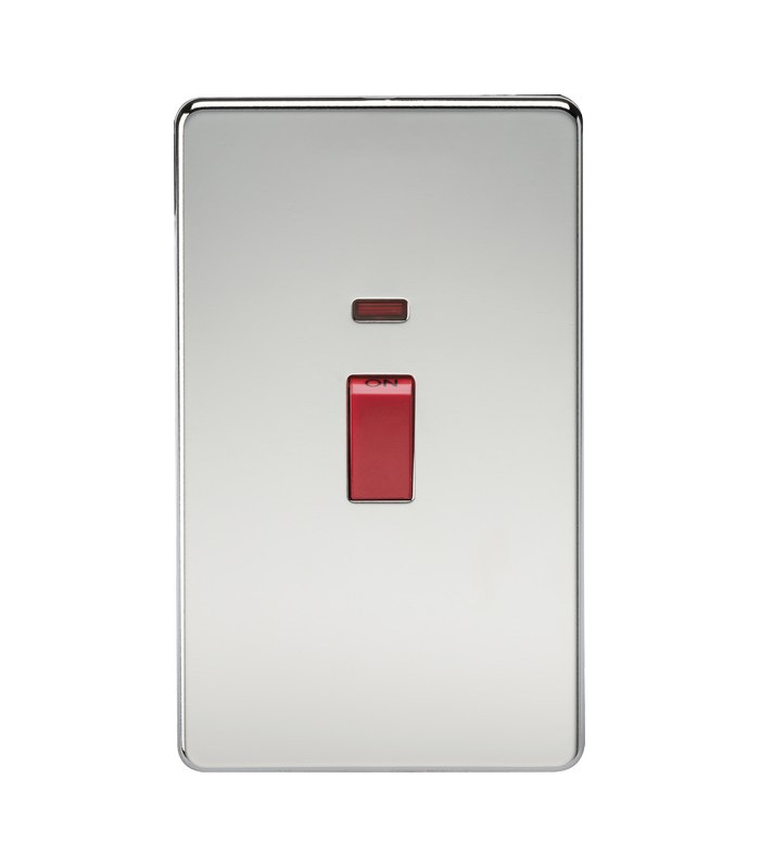Screwless 45A 2G DP Switch with Neon - Polished Chrome
