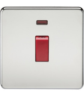 Screwless 45A 1G DP Switch with Neon - Polished Chrome