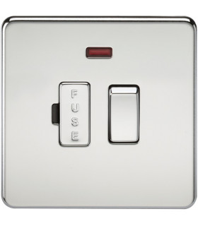 Screwless 13A Switched Fused Spur Unit with Neon - Polished Chrome