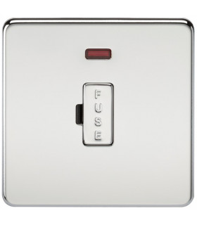 Screwless 13A Fused Spur Unit with Neon - Polished Chrome