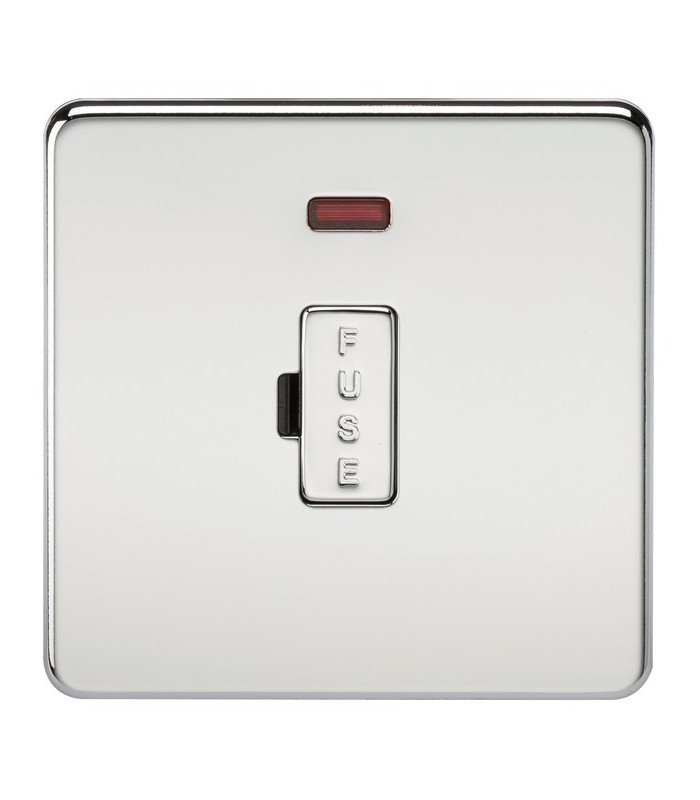 Screwless 13A Fused Spur Unit with Neon - Polished Chrome