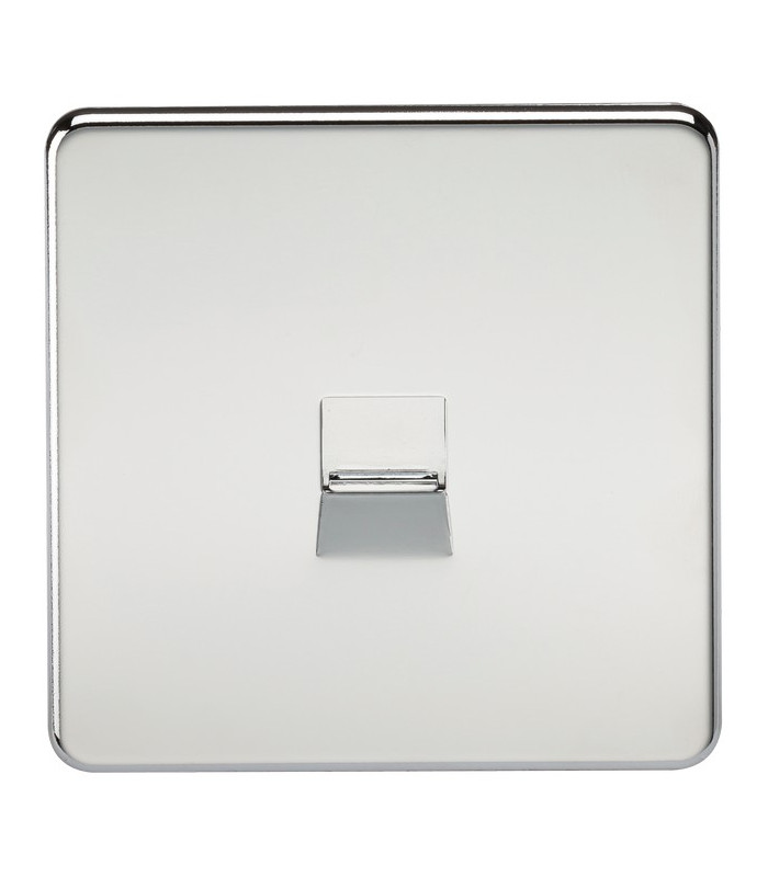 Screwless Telephone Extension Socket - Polished Chrome