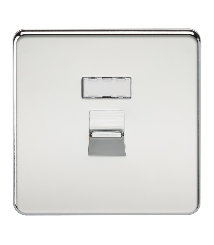 Screwless RJ45 network outlet - polished chrome