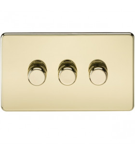 Screwless 3G 2-Way Dimmer 60-400W - Polished Brass