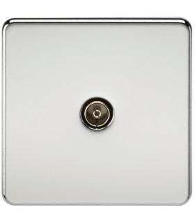 Screwless 1G TV Outlet (Non-Isolated) - Polished Chrome